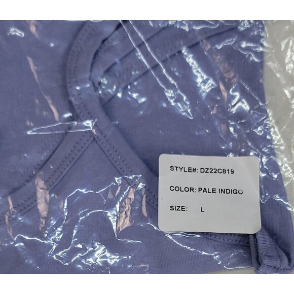 Double Zero Bodysuit  Pale Indigo Scoop Neck Womens Size L Cotton/Spandex - Picture 7 of 8